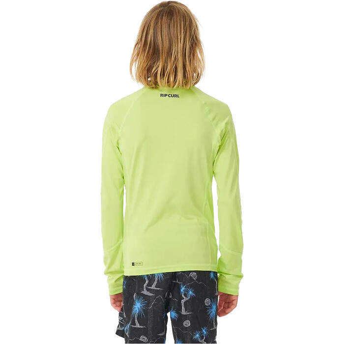 2024 Rip Curl Jungen Brand Wave UPF Long Sleeve Lycra Vest 122BRV - Lime